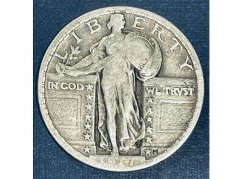 1917 STANDING LIBERTY SILVER QUARTER COIN - VARIETY 2- SEMI - KEY DATE