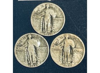 LOT OF (3) STANDING LIBERTY SILVER QUARTER COINS -1928, 1928-S, 1928-D