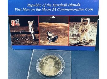 REPUBLIC OF THE MARSHALL ISLANDS FIRST MEN ON THE MOON $5 DOLLAR COMMEMORATIVE COIN