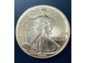 1990 UNITED STATES SILVER AMERICAN EAGLE SILVER COIN  - ONE OZ. .999 FINE SILVER ROUND