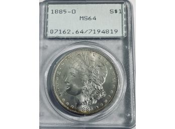 1885-O MORGAN SILVER DOLLAR COIN - PCGS GRADED MS64