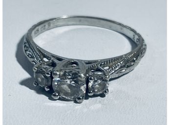 STERLING SILVER & CLEAR STONE PROMISE RING - SIZE 9 - 9 1/2