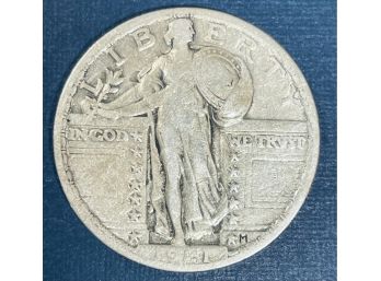1921 STANDING LIBERTY SILVER QUARTER COIN -KEY DATE -VF