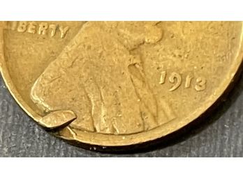 CUD ERROR COIN - 1913 WHEAT CENT PENNY ERROR COIN - SEE PICTURES
