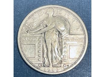 1917-S STANDING LIBERTY SILVER QUARTER COIN - VARIETY 1- SEMI - KEY DATE