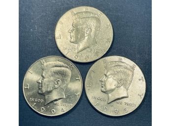 LOT (3) KENNEDY HALF DOLLAR COINS  - UNCIRCULATED - 1993-P, 1994-P & 1995-P