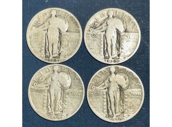 LOT OF (4) STANDING LIBERTY SILVER QUARTER COINS -1925, 1927, 1930 & 1930-S