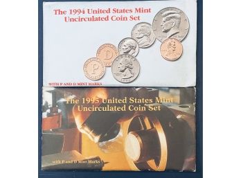 1994 & 1995 UNITED STATES MINT UNCIRCULATED COIN SETS IN ORIGINAL ENVELOPE- P & D MINTS INCLUDED