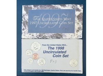 1997 & 1998 UNITED STATES MINT UNCIRCULATED COIN SETS IN ORIGINAL ENVELOPE- P & D MINTS INCLUDED