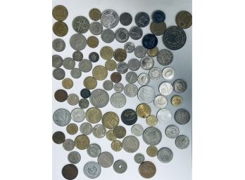 WORLD FOREIGN COIN LOT - INCLUDES SMALL SILVER COINS - SEE PICTURES