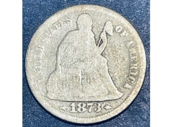 1873 SEATED LIBERTY SILVER DIME COIN!