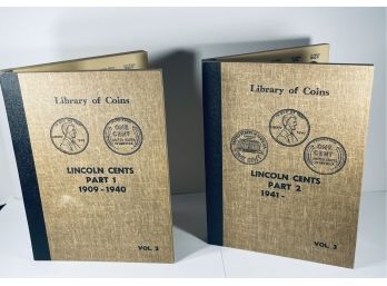 LOT (140) LINCOLN CENT PENNY COINS IN LIBRARY OF COINS ALBUM-1909-1960-INCLUDES WHEAT, STEEL AND MEMORIAL CENT
