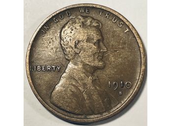 1910-S LINCOLN WHEAT CENT PENNY - FINE! - KEY DATE!