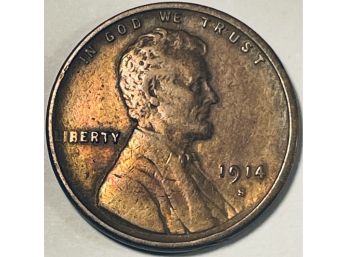 1914-S LINCOLN WHEAT CENT PENNY - FINE! - KEY DATE!