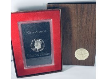 1971 40 PERCENT SILVER UNITED STATES EISENHOWER PROOF US DOLLAR  IN BROWN BOX 'BROWN IKE'