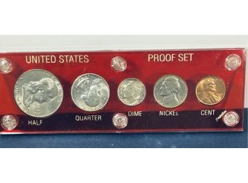 1952 UNITED STATES MINT SILVER PROOF SET COINS IN CAPITOL HOLDER -SOME TONING