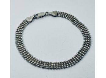 VINTAGE SIGNED FAS ITALY SILVER BEADED BRACELET - 7' LONG