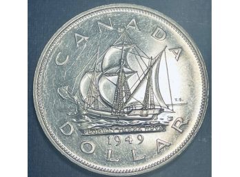 FOREIGN SILVER COIN - 1949 CANADA SILVER DOLLAR COIN -NEWFOUNDLAND - .800 SILVER