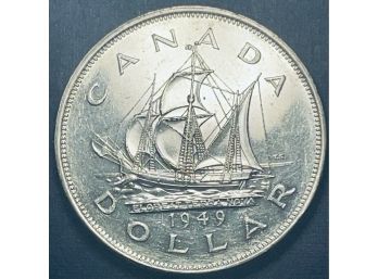 FOREIGN SILVER COIN - 1949 CANADA SILVER ONE DOLLAR COIN - .800 SILVER
