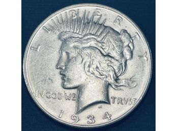 1934-D PEACE SILVER DOLLAR COIN - VF!