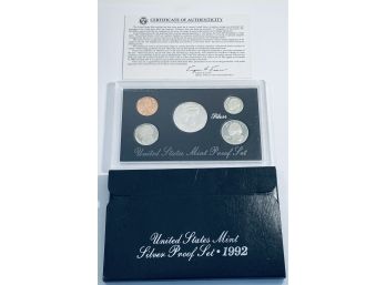 1992 UNITED STATES MINT SILVER PROOF COIN SET IN BOX