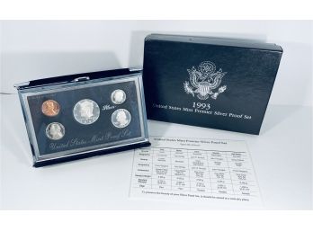 1993 UNITED STATES MINT PREMIER SILVER PROOF SET IN CASE & BOX