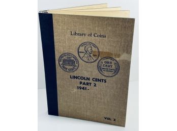 LOT (60) LINCOLN CENT COINS IN LIBRARY OF COINS ALBUM - 1941-1961- FULL BOOK- SEE PICTURES - DAMAGED ALBUM