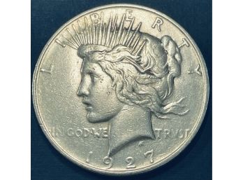 1927-D SILVER PEACE DOLLAR COIN - VF!