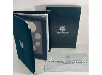 1990 UNITED STATES MINT PRESTIGE COIN SET IN BOX W/ COA - SOME TONING - BOX MINOR DAMAGE
