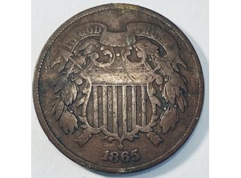 1865 TWO CENT PIECE COIN