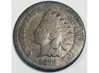 1878 INDIAN HEAD CENT PENNY COIN - KEY DATE!