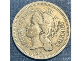 1873 3 THREE CENT NICKEL COIN