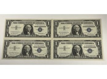 LOT (4) SERIES 1957 $1 ONE DOLLAR SILVER CERTIFICATE NOTES- MINT/UNCIRCULATED! INCLUDES (2) 1957 & (2) 1957A