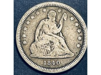1840-O SEATED LIBERTY SILVER QUARTER DOLLAR COIN
