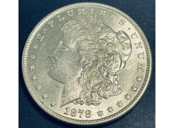 1878 MORGAN SILVER DOLLAR COIN - 7 TF - AU!