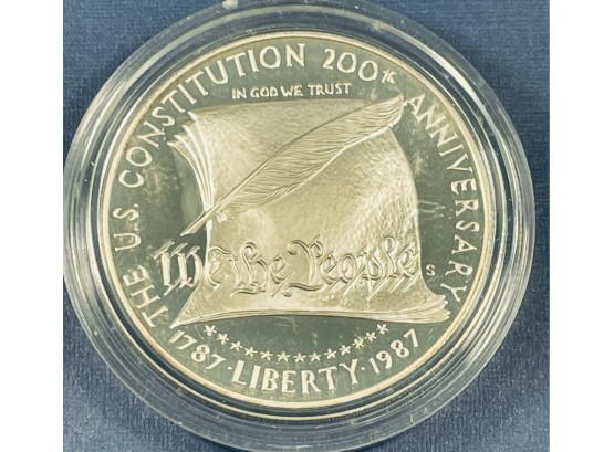 1987 U.S. CONSTITUTION 200TH ANNIVERSARY COMMEMORATIVE .900 SILVER DOLLAR COIN IN CAPSULE CASE