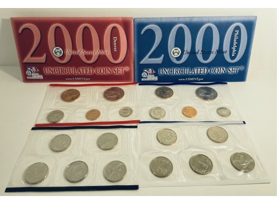 2000 P&D U.S. Mint Uncirculated Coin Set Original Mint Packaging All 20 Coins