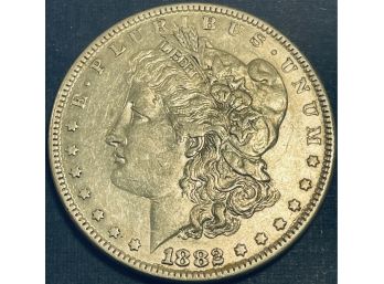 1882 MORGAN SILVER DOLLAR COIN -AU