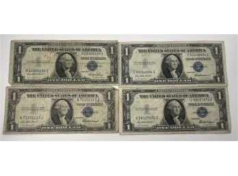 LOT (4) $1 ONE DOLLAR SILVER CERTIFICATES -1935 SERIES- 1935 E &  (3) 1957 F
