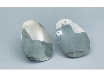 LARGE MEXICO STERLING SILVER GEOMETRIC POST EARRINGS