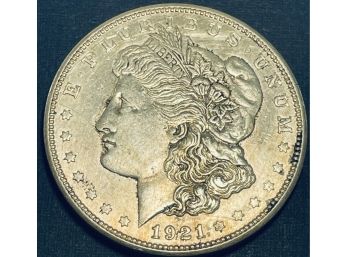 1921-D MORGAN SILVER DOLLAR COIN - XF