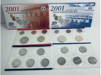 2001 P & D US Mint Uncirculated Coin Set - 20 Total Coins