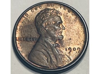 1909 VDB WHEAT PENNY CENT COIN - RED / BROWN - UNCIRCULATED