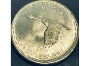 1967 CANADA $1 ONE DOLLAR COIN - .800 SILVER - BU/BRILLIANT UNCIRCULATED