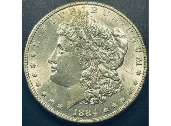 1884 MORGAN SILVER DOLLAR COIN - BU / BRILLIANT UNCIRCULATED