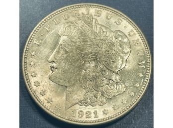 1921 MORGAN SILVER DOLLAR COIN - AU 55