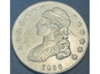 1836 CAPPED BUST SILVER HALF DOLLAR COIN - XF!