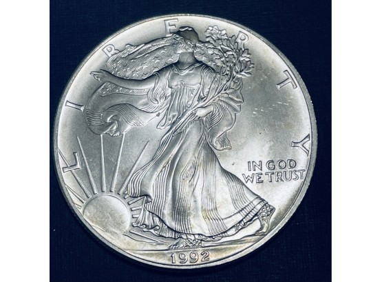1992 UNITED STATES SILVER AMERICAN EAGLE SILVER COIN  - ONE OZ. .999 FINE SILVER ROUND