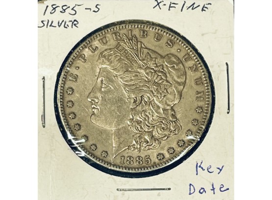 1885-S MORGAN SILVER DOLLAR COIN - KEY DATE! - XF
