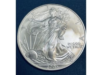 2005 UNITED STATES SILVER AMERICAN EAGLE SILVER COIN  - ONE OZ. .999 FINE SILVER ROUND